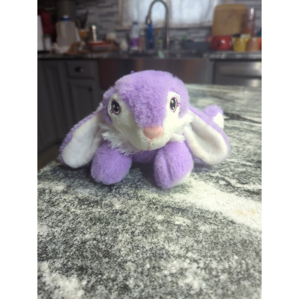 Walmart Bunny Rabbit Plush Stuffed Animal Bow Purple White Floppy Ears Easter